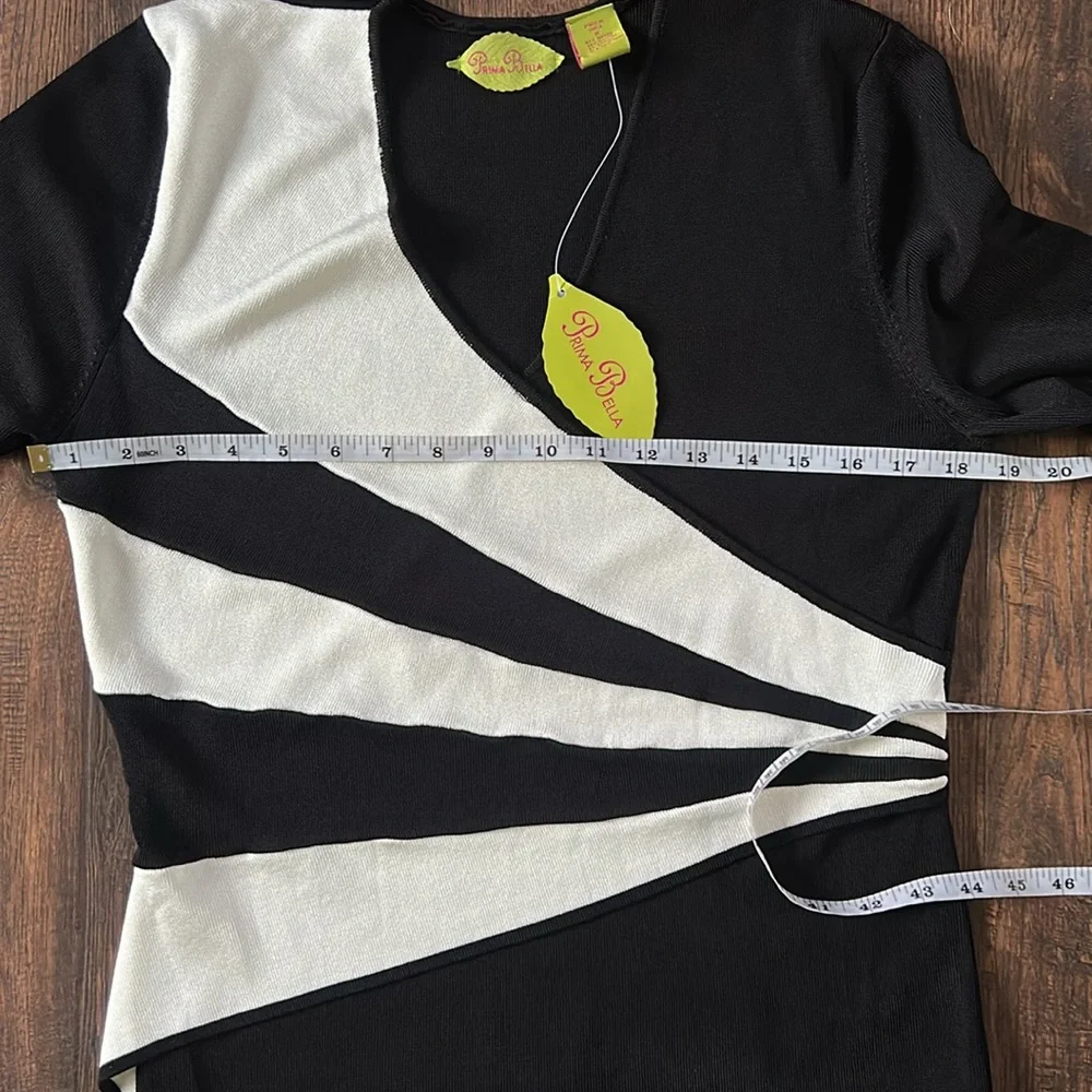 NWT Prima Bella Black and White Long Sleeve Blouse - Picture 7 of 8